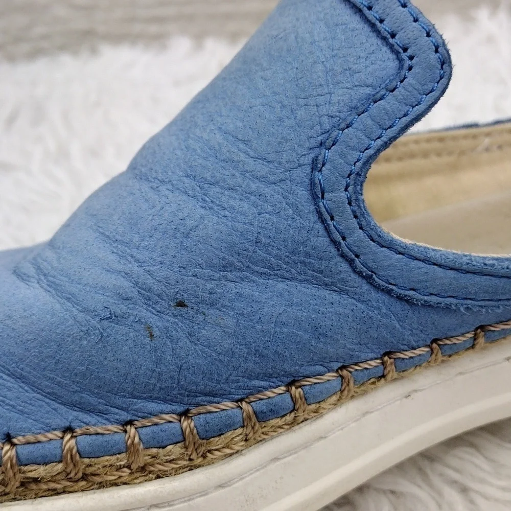 Ugg Australia Caleel Blue Leather Upper Round Toe Espadrille Slip On Mule Shoe - Picture 13 of 16